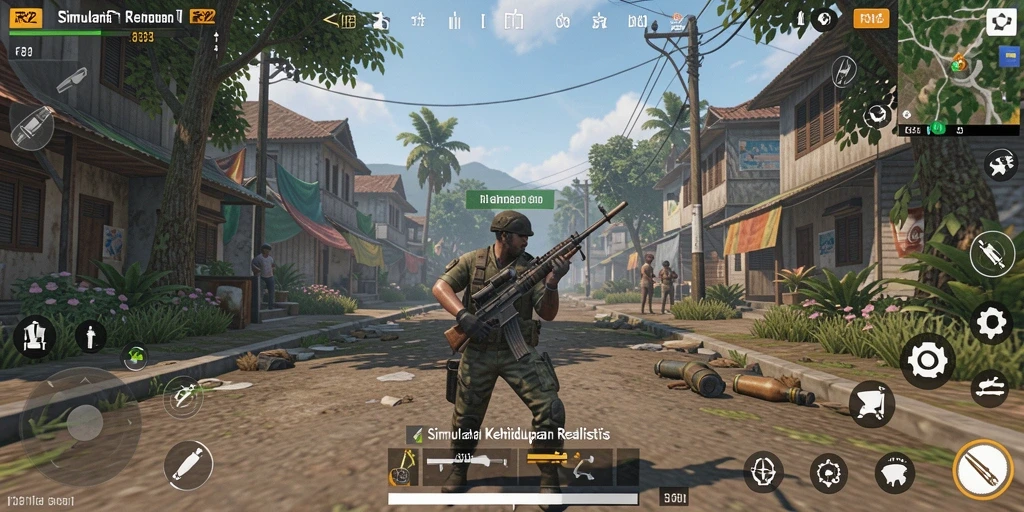 Screenshot F32 menunjukkan karakter dalam simulasi kehidupan sehari-hari.