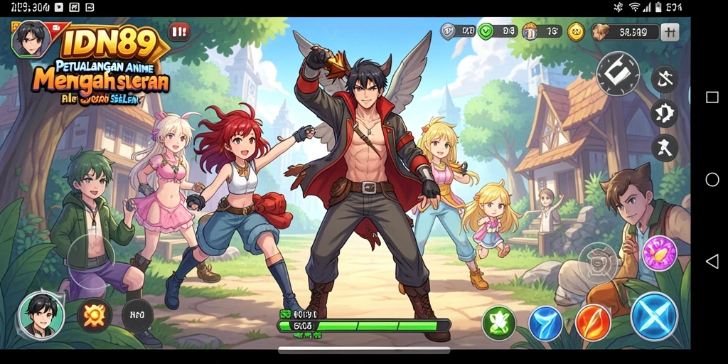 Tampilan gameplay IDN89 yang penuh warna dan karakter unik.