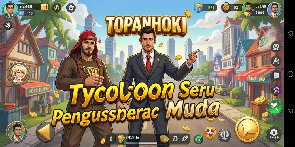 Tangkapan layar gameplay TOPANHOKI yang menunjukkan pengelolaan bisnis yang seru.